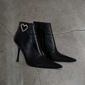 Vintage Black Leather Ankle Booties